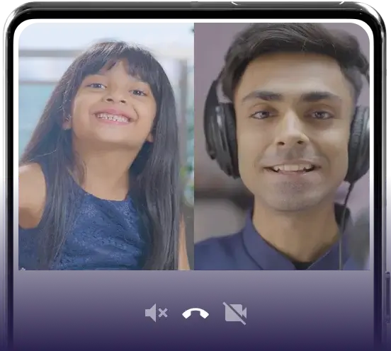 A young learner and her Artium teacher on a video call