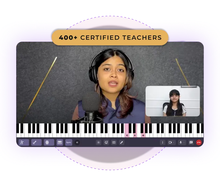 Artium Academy certified online music teacher conducting a live 1:1 class via video call