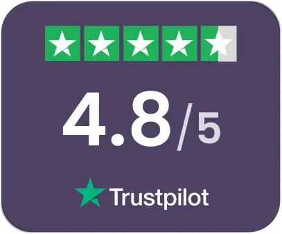 Trustpilot 4.8 out of 5 rating