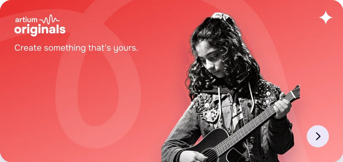 Artium Originals: a young musician playing an acoustic guitar, creating her own music