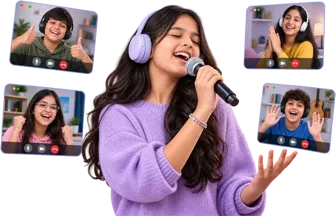 Artium students performing together on a group video call