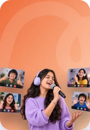 Artium students performing together on a group video call