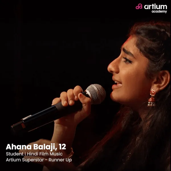 Ahana Balaji singing on stage