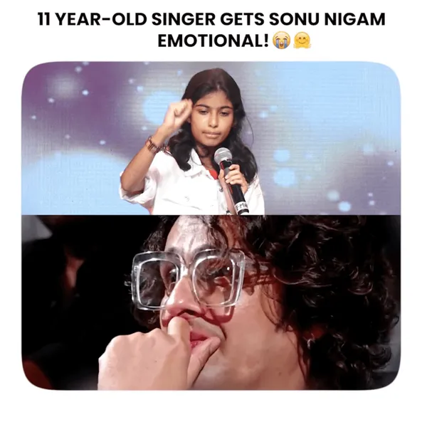 Deevina singing on stage while Sonu Nigam listens