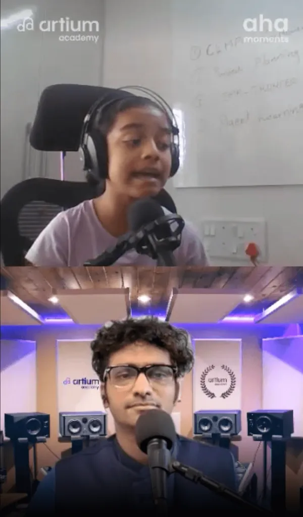 A young learner singing with his teacher in a live Hindi Film Music class